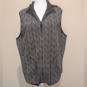 Black/Black and White Chevron Reversible Vest